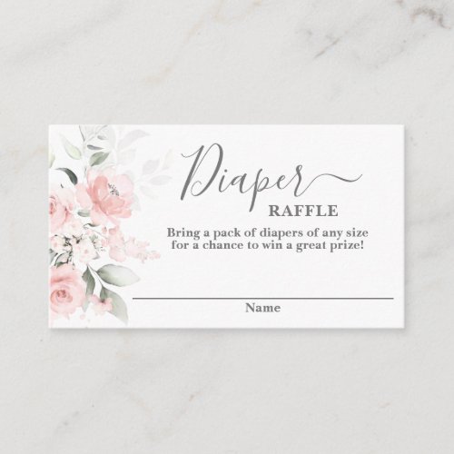 Blush Pink baby shower girl Diaper Raffle Card