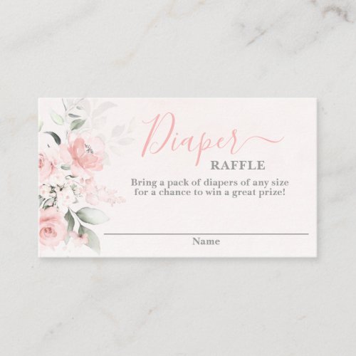 Blush Pink baby shower girl Diaper Raffle Card