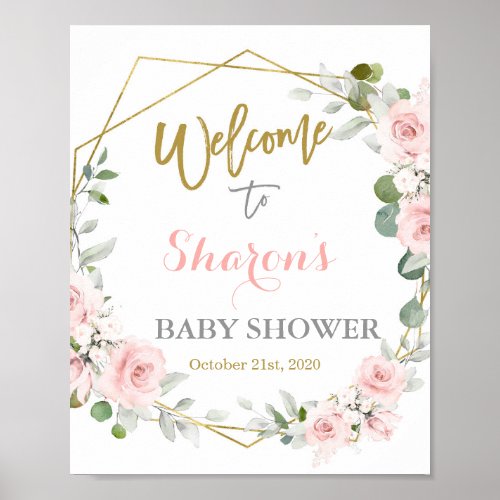 Blush pink Baby Shower girl welcome sign