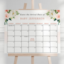 Blush Pink Baby Shower Guess Due Date Calendar Poster