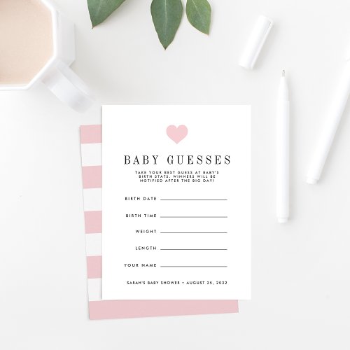 Blush Pink Baby Shower Guessing Game