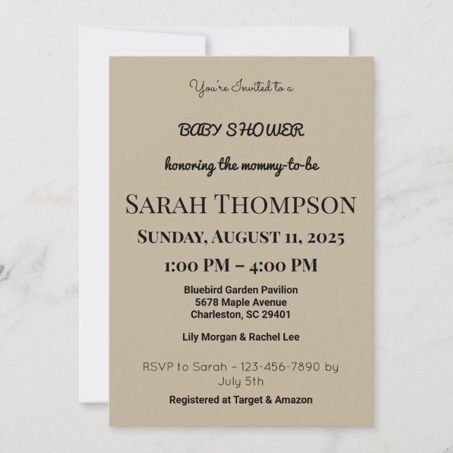 Blush Pink Baby Shower Invitation for a Boy (Front)