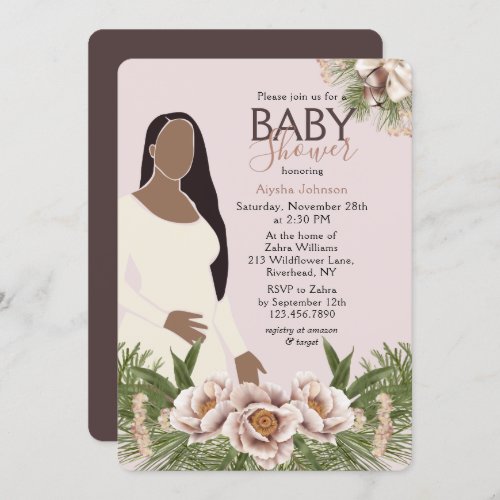 Blush Pink Baby Shower Watercolor Floral Invitation