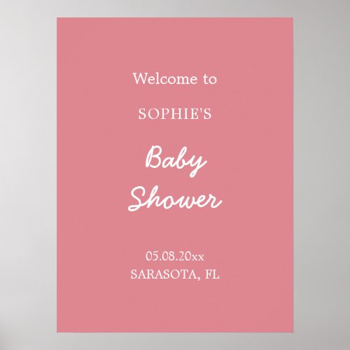 Blush Pink Baby Shower Welcome Poster