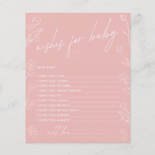 Blush Pink Baby Shower Wishes Enclosure Card