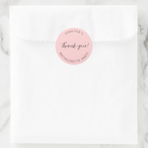 Blush Pink Bachelorette Party Thank You Classic Round Sticker