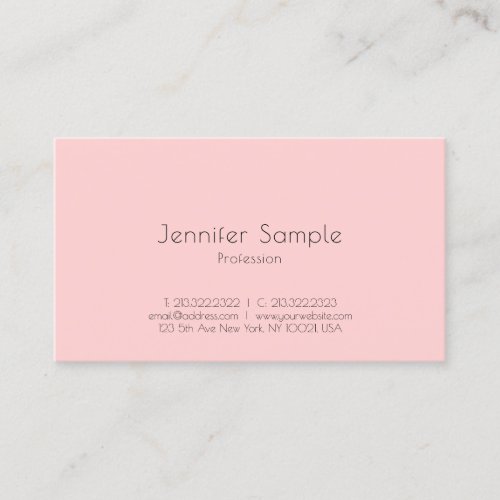 Blush Pink Background Modern Simple Template Business Card