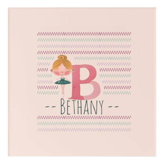 Blush Pink Ballerina Monogram B – Personalized Art (Front)