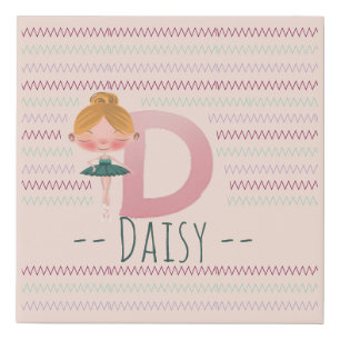 Blush Pink Ballerina Monogram D – Personalized Art Faux Canvas Print