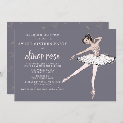 Blush Pink Ballerina Sweet 16 Party Invitation