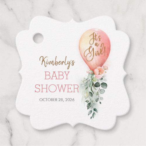 Blush Pink Balloon Baby Shower Thank You Favor Tags