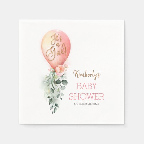 Blush Pink Balloon Garland Elegant Baby Shower Napkins