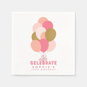 Blush Pink Balloons Let's Celebrate Birthday Napkins