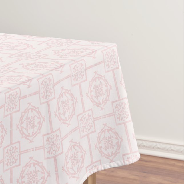 Blush Pink Bamboo Asian Pattern Tablecloth | Elega (In Situ)