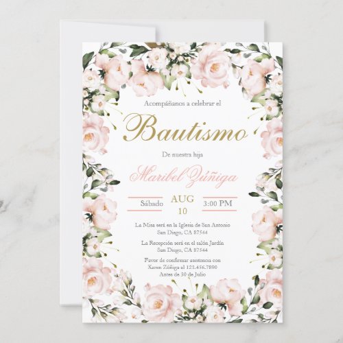 Blush Pink Baptism invitation