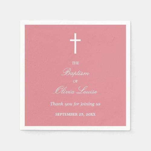 Blush Pink Baptism Party Napkins