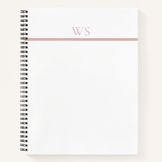 Blush Pink Bar Monogram Personalized Spiral Notebo Notebook (Front)