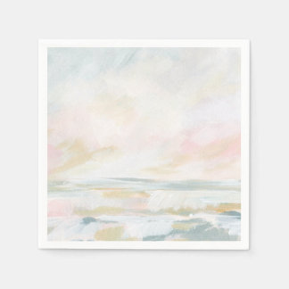 Blush Pink Beach Seascape Paper Napkin