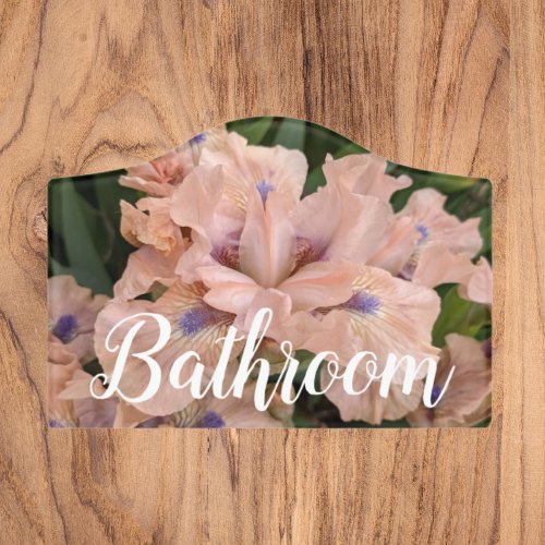 Blush Pink Bearded Iris Floral Bathroom Door Sign