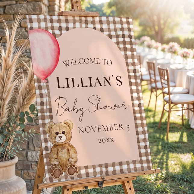 Blush Pink Bearly Wait Girl Baby Shower Welcome Foam Board (Creator Uploaded)