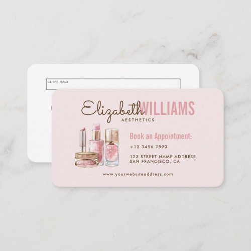 Blush Pink Beauty Aesthetics Loyalty  Business Card