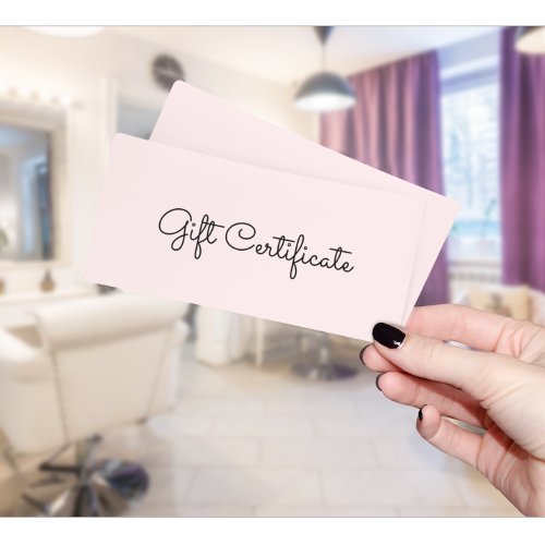 Blush Pink Beauty Business Gift Certificate
