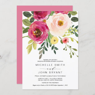 Blush Pink Beauty Floral, Wedding Rehearsal Dinner Invitation