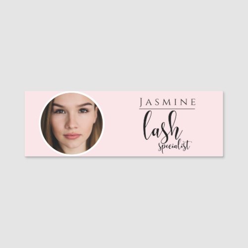 Blush Pink Beauty Professional Lash Specialist Name Tag