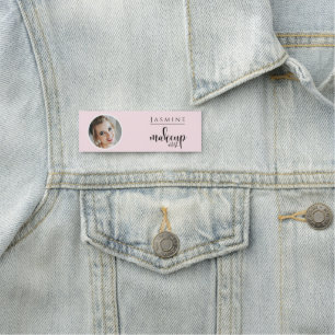 Blush Pink Beauty Professional MUA Photo Name Tag