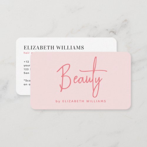 Blush Pink Beauty Professional QR Code Business Card