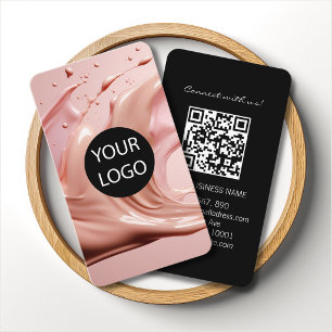 Blush Pink Beauty Salon Logo QR Code Business Card