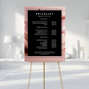 Blush Pink Beauty Salon Price List Foam Board