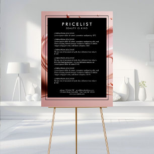 Blush Pink Beauty Salon Price List Foam Board
