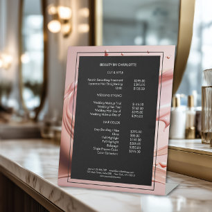Blush Pink Beauty Salon Price List Pedestal Sign