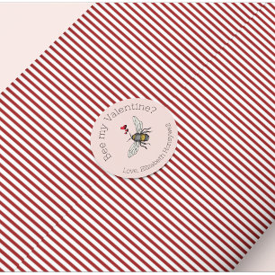 Blush Pink Bee My Valentine Honeybee Classic Round Sticker