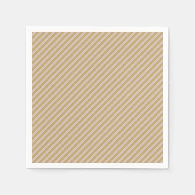 Blush Pink Beige & Light Gold Stripes Party Napkins (Front)