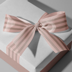 Blush Pink Beige Stripes Colors FFCEC7 and D6AEA3 Grosgrain Ribbon