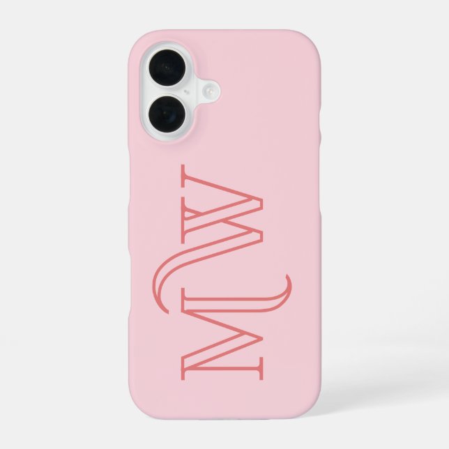 Blush Pink Big Initials Monogram Simple Minimal  Iphone Case (Back)