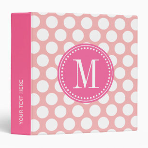 Blush Pink Big Polka Dots Monogrammed Binder