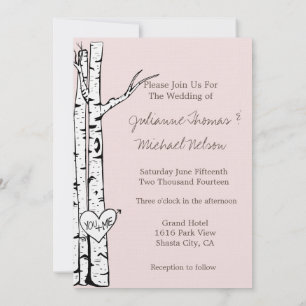 Blush Pink Birch Trees Wedding Invitation