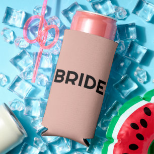 Blush Pink & Black 70s Bridal Wedding Favors Seltzer Can Cooler