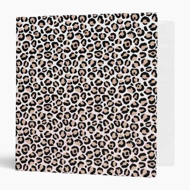 Blush Pink Black Cream Leopard Print           3 Ring Binder (Front/Inside)