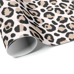 Blush Pink Black Cream Leopard Print         Wrapping Paper