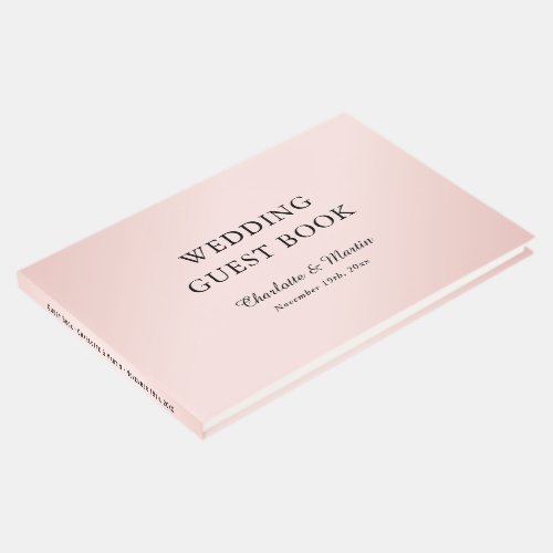Blush Pink Black Elegant Minimalist Wedding Guest Book