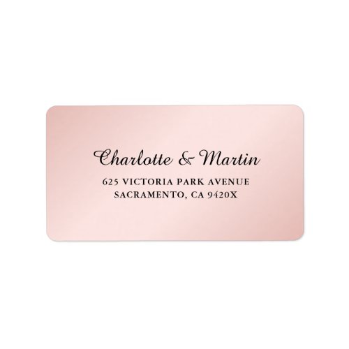 Blush Pink Black Elegant Script Minimalist Wedding Label