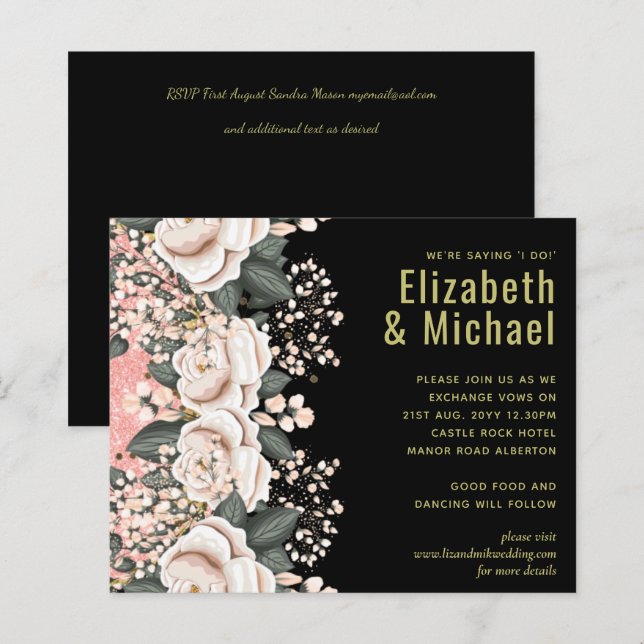 Blush Pink Black Floral Wedding Budget (Front/Back)