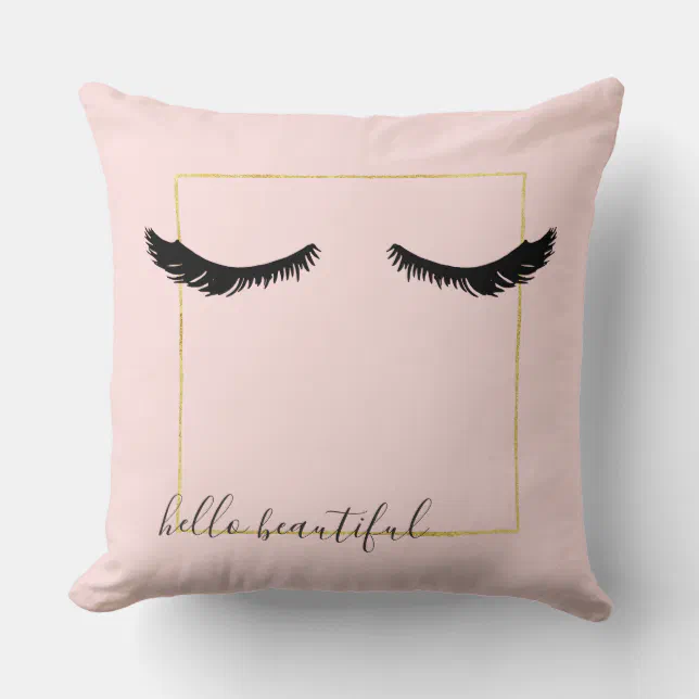 Blush Pink Black Gold Eyelashes Glam Throw Pillow Zazzle