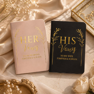 Blush Pink & Black Gold Foil Wedding Vow Books