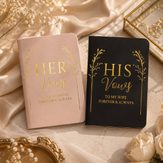 Blush Pink & Black Gold Foil Wedding Vow Books