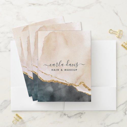Custom Binders And Folders 8 Blush Pink Black Gold Marble Business Personalized Pocket Folder